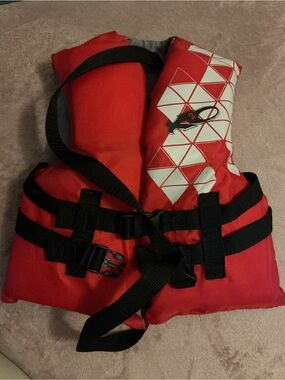 Kids Red Life Jacket with Black Straps - 30-50 lbs(14-23 kg)